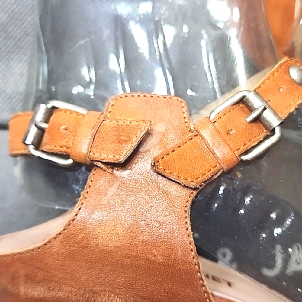 Janet & Janet Leather Women's Tan Sandals. Made In Italy. With Box And Dust Bag. - Picture 8 of 13